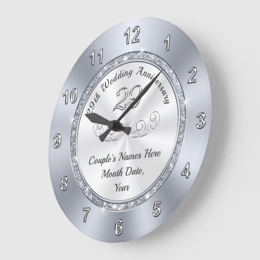 29年パーソナライズされた記念ギフトアイディア ラージ壁時計 (傾斜)