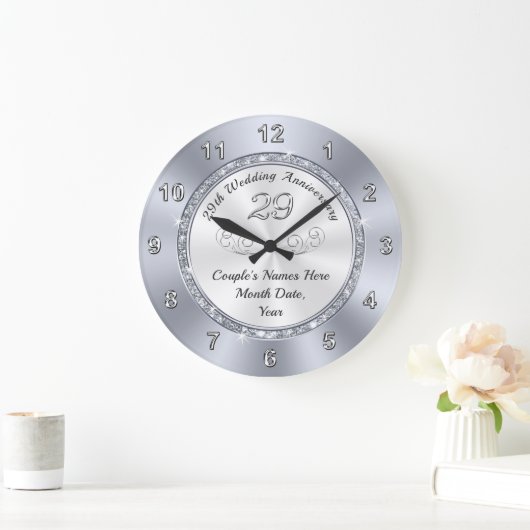 29年パーソナライズされた記念ギフトアイディア ラージ壁時計 (ホーム)