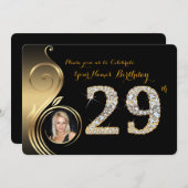 29日,誕生日招待状,数値ダイヤモンド,写真2 招待状 (正面/裏面)