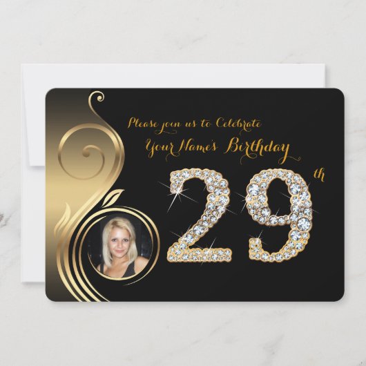 29日,誕生日招待状,数値ダイヤモンド,写真2 招待状 (正面)