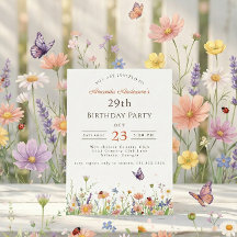 29歳の誕生日おめでとう Wildflower Pink Purple Garden Party