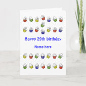 29歳の誕生日のカパーソナライズされたップケーキ カード (正面)
