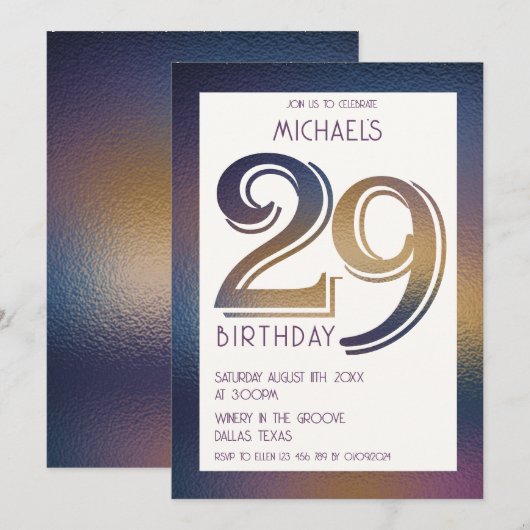 29歳の誕生日の招待状 招待状 (正面/裏面)