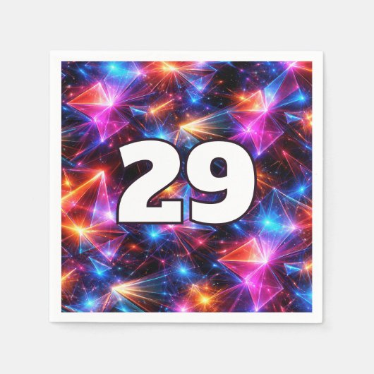 29歳の誕生日ネオンポリゴン抽象画  スタンダードカクテルナプキン (正面)