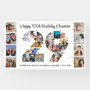 29歳の誕生日パーティー ナンバー29フォトコラージュ 横断幕