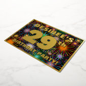 29歳の誕生日パーティー - 楽しい、カラフルな花火のデザイン 箔招待状 (回転した状態)