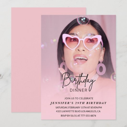 29歳の誕生日招待状 誕生日ディナーの写真 招待状 (正面/裏面)