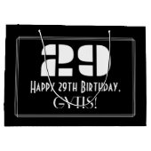 29歳の誕生日 ～ アートデコ風デザイン "29" + 名前 ラージペーパーバッグ (裏面)