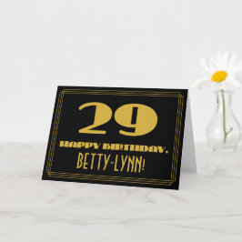 29歳の誕生日：名前 + アートデコ風の「29」 カード