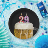 29歳の誕生日 黒い紙皿でのビール ペーパープレート (パーティー)