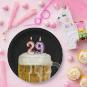 29歳の誕生日 黒い紙皿でのビール ペーパープレート (パーティー)
