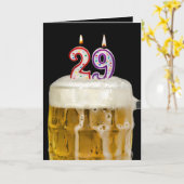 29誕生日ビールオンブラック カード (黄色い花)