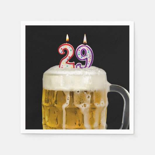 29誕生日ビールオンブラック スタンダードカクテルナプキン (正面)