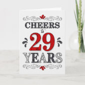 29誕生日応援の赤い白の黒 カード (正面)