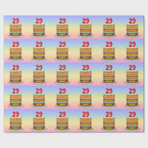 29誕生日:おもしろいケーキとキャンドル+名前をカスタムする ラッピングペーパー