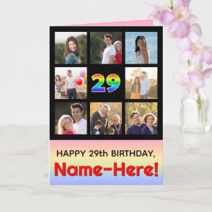 29誕生日:おもしろいレインボー#,カスタム写真+名前 カード