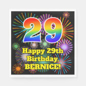 29誕生日:おもしろい花火パターン+虹29 スタンダードランチョンナプキン (正面)