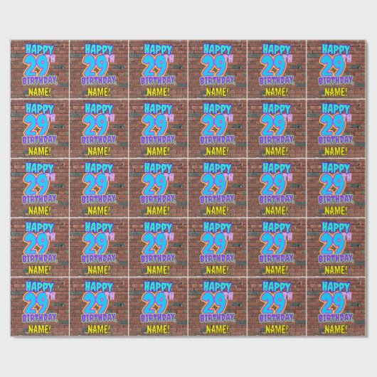 29誕生日:おもしろい、アーバングラフィティインスパイアルック ラッピングペーパー (フラット)