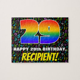 29誕生日:おもしろい、カラフル音楽シンボル、「29」 ジグソーパズル