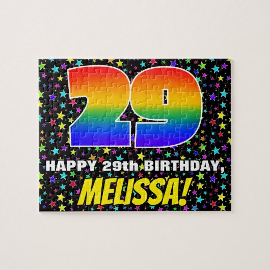 29誕生日:おもしろい、スターカラフル・フィールド・パターン ジグソーパズル (横)