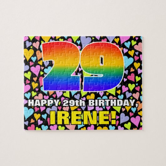 29誕生日:おもしろい、愛するハートシェイプ+「29」 ジグソーパズル (横)
