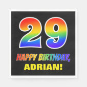 29誕生日:はっきりした,おもしろい,シンプル虹, 29 スタンダードランチョンナプキン (正面)