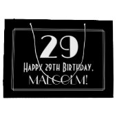 29誕生日:アールデコインスパイアスタイル「29」、名前 ラージペーパーバッグ (裏面)