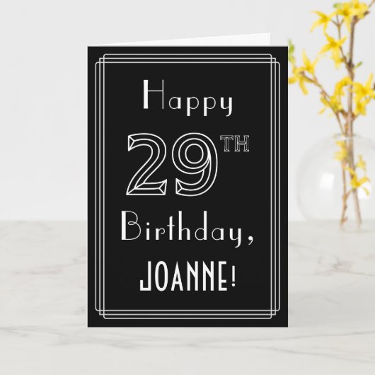 29誕生日:アールデコスタイル# 29および名前をカスタムする カード (黄色い花)