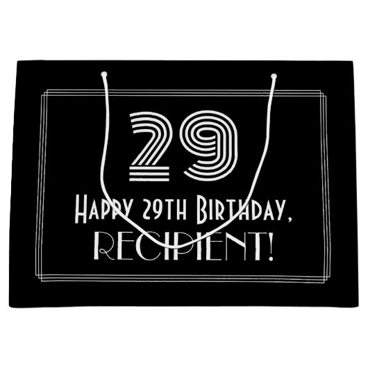 29誕生日:インスパイアアールデコの外観「29」 & Name ラージペーパーバッグ (正面)