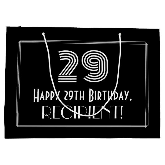 29誕生日:インスパイアアールデコの外観「29」 & Name ラージペーパーバッグ (裏面)