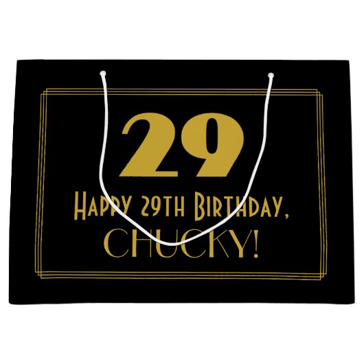 29誕生日:インスパイアアールデコの外観「29」 & Name ラージペーパーバッグ (正面)