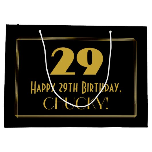 29誕生日:インスパイアアールデコの外観「29」 & Name ラージペーパーバッグ (裏面)