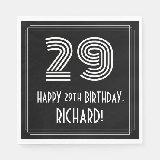 29誕生日:インスパイアアールデコ検索"29" +名前 スタンダードランチョンナプキン (正面)