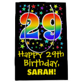 29誕生日:カラフルスターズパターン&レインボー29 ミディアムペーパーバッグ (正面)