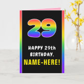 29誕生日:カラフルレインボー# 29,名前をカスタムする カード (黄色い花)
