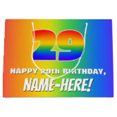 29誕生日: カラフル、おもしろいレインボーパターン# 29 ラージペーパーバッグ (正面)