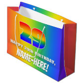 29誕生日: カラフル、おもしろいレインボーパターン# 29 ラージペーパーバッグ (正面アングル)