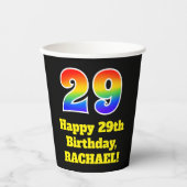 29誕生日:カラフル,おもしろい，エキサイティング， Rainbow 29 紙コップ (正面)