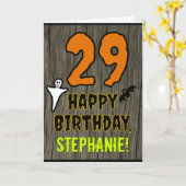 29誕生日:ハロウィ不気味ーンテーマ、名前をカスタムする カード (黄色い花)