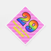 29誕生日：ピンクストライプのハート、レインボー# 29 スタンダードランチョンナプキン (角)