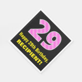 29誕生日：ピンクストライプ色のハートと"29" +名前 スタンダードランチョンナプキン (角)