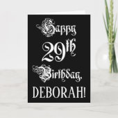29誕生日:、ファンシースクリプエレガントト+名前をカスタムする カード (正面)