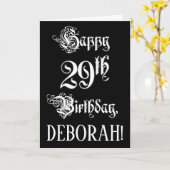 29誕生日:、ファンシースクリプエレガントト+名前をカスタムする カード (黄色い花)