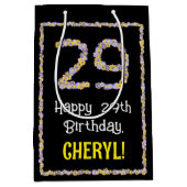 29誕生日:フローラ花数名前をカスタムする ミディアムペーパーバッグ (正面)