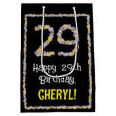 29誕生日:フローラ花数名前をカスタムする ミディアムペーパーバッグ (裏面)