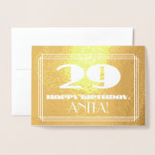 29誕生日:名前+インスパイアアールデコ外観"29" 箔カード (封筒付き正面)
