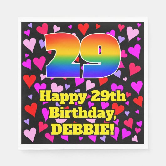 29誕生日：愛するハートパターン、虹# 29 スタンダードランチョンナプキン (正面)