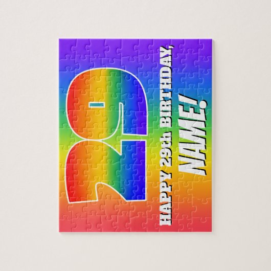 29誕生日— 数々の – 色レインボーパターン「29」 ジグソーパズル (縦)