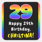 29誕生日: Rainbow Spectrum # 29,名前をカスタムする スクエアシール (正面)