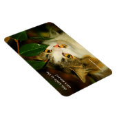 296.お洒落ネコと椿 マグネット (右側)